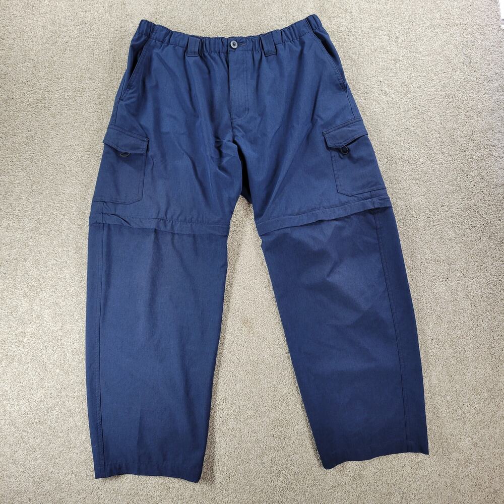 Reel Legends Performance Mackerel Convertible Pants Mens XL Navy Blue Quick Dry